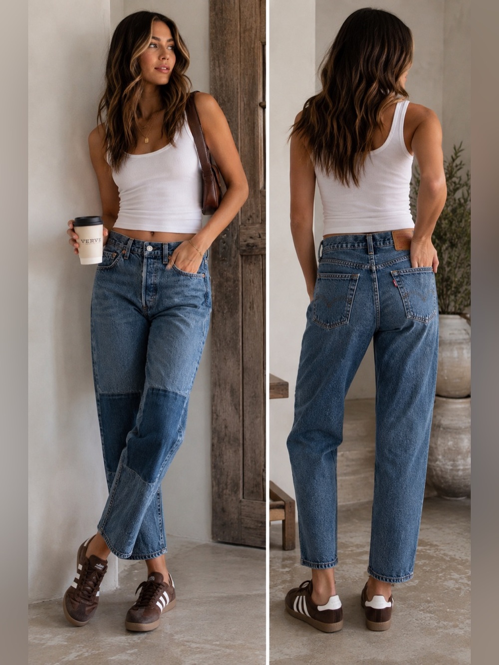 Levi’s Premium 501 Big E Patchwork Jeans W26 L30 Button Fly Straight Leg Denim